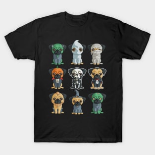 Cute Pugs Halloween T Shirt Funny Halloween Gif T-Shirt